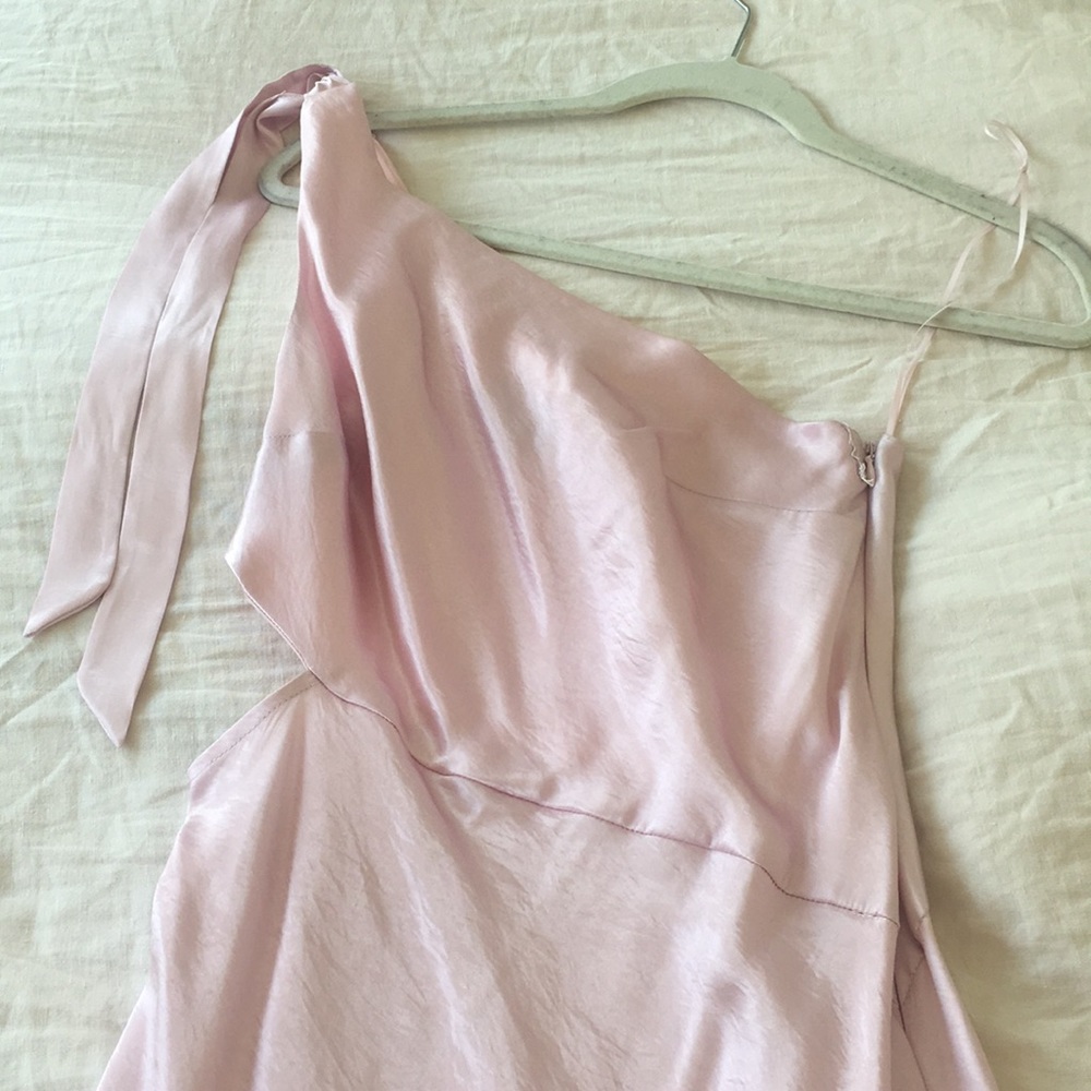 Topshop Light Pink Silk one shoulder slip dress